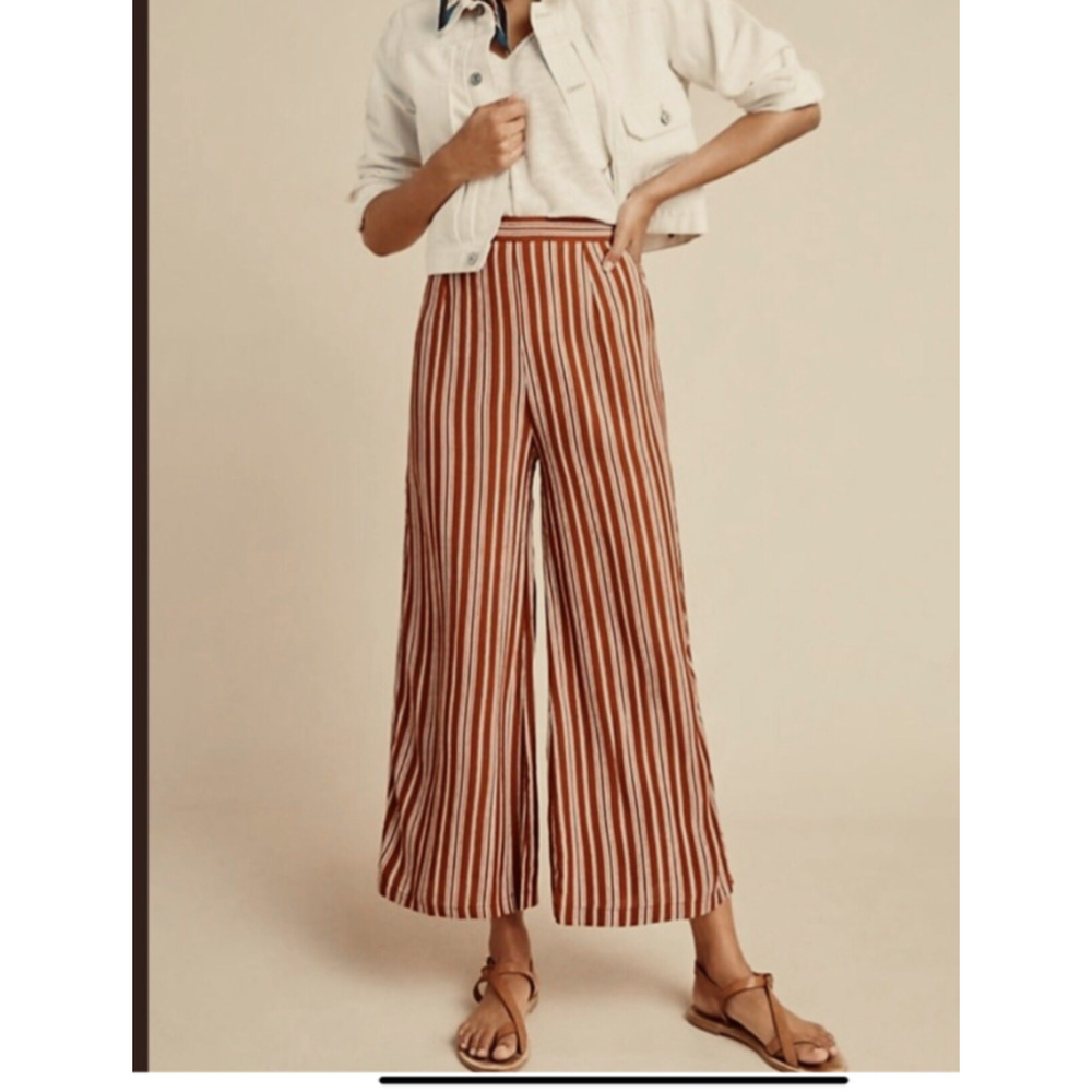 Anthropologie x Faithfull The Brand Gabriel Pants 6 Striped Crop Wide Leg. D47